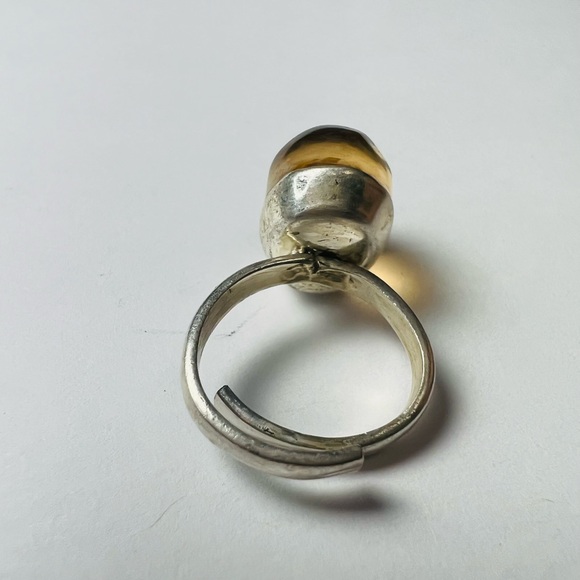 Sterling Silver Brown Flower Ring Adjustable - Picture 3 of 3